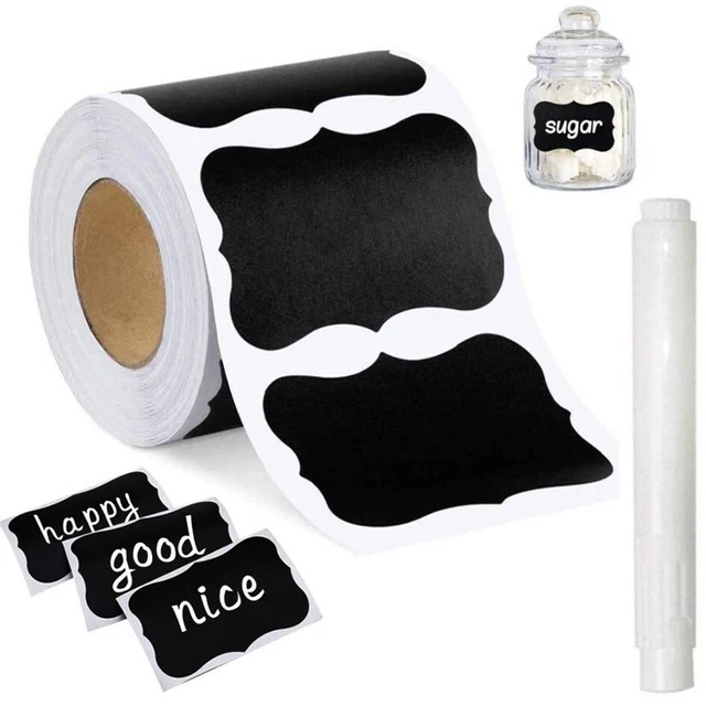 Mühelose Etikettierlösung 150 Stck. Rolle schwarze Etiketten Aufkleber für Gl
