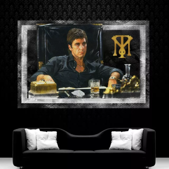 Leinwand Bild Er Xxl Pop Art Scarface Tony Montana Abstrakt Bunt Wand Poster