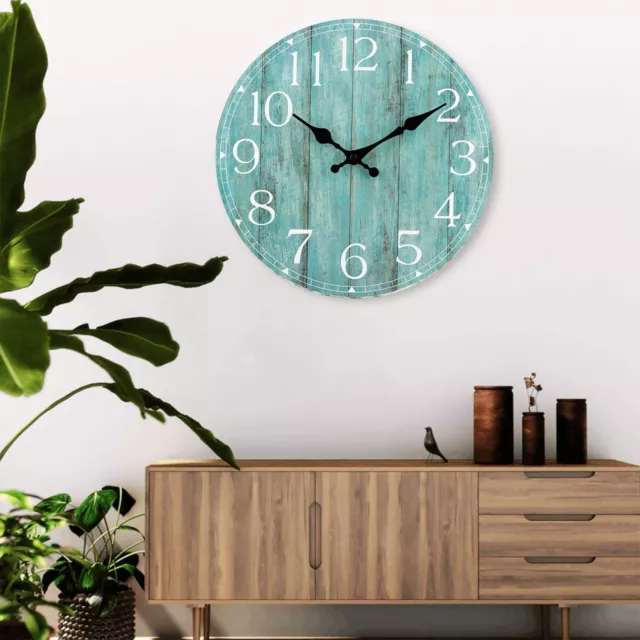 10 Inch Non-Ticking Wall Clock Silent Retro Rustic Style Decorative Round Wall 2