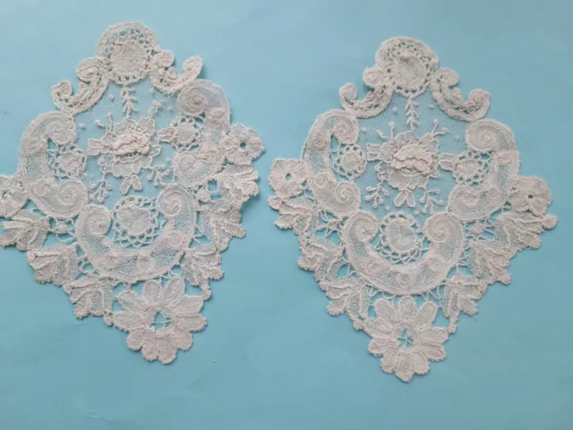 2 Beautiful Antique lace Motifs with Alencon Lace inserts (N 2)