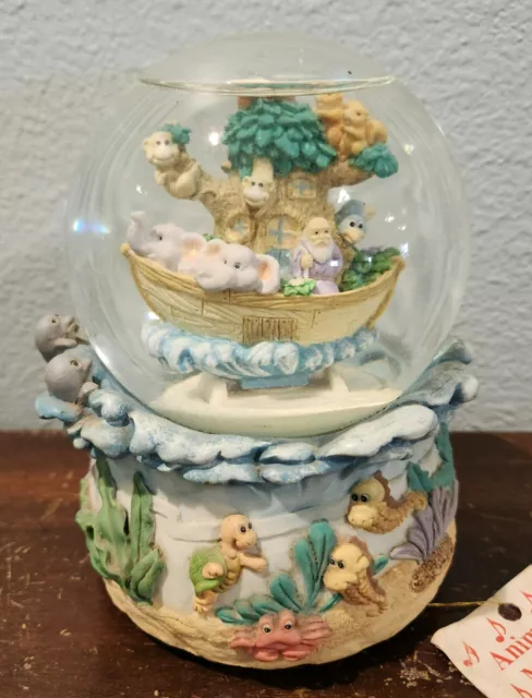 Berkeley Design Noah's Ark Rocking Musical Snow Globe "Talk To The Animals"