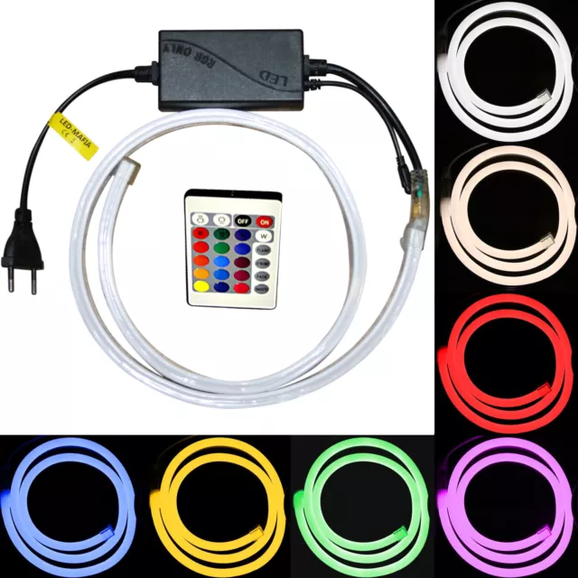 230 Volt LED Rayures Bandes Luminescentes Fluo Tuyau Lumineux RGB Blanc Chaud