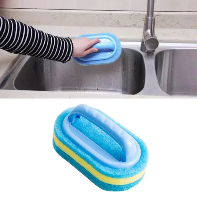 Sponge Cleaning Brush with Handle Kitchen Sink Washing Pot Bathroom Bath Clean