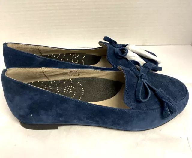 Propet Womens Shoes W8101 Kate Loafer Blue Leather Flats Bow Slip On Size 7 W(D)