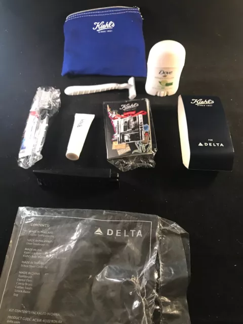 Kit d'équipement Kiehls Delta NEUF étui souple bleu articles de toilette de voyage ensemble d'hygiène neuf