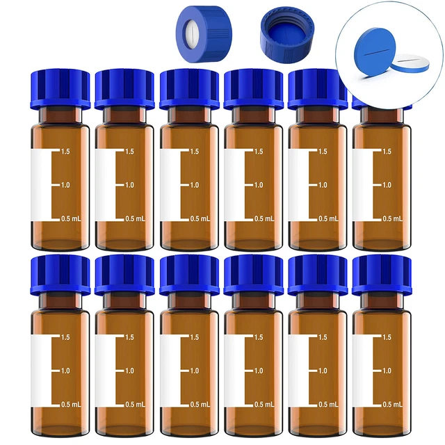 Autosampler Vials 2ml HPLC Vials Amber Lab Vials with 9-425 Screw Pre-slit Caps