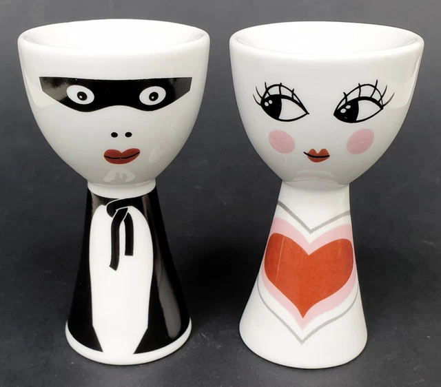2 vasos de huevos de porcelana RITZENHOFF friends, Tassilo von Grolman, Petra Peschke