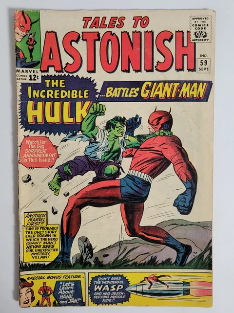 TALES to ASTONISH #59 (G/VG) 1964 Classic battle of Giant-Man vs The Hulk!