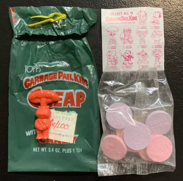 1986 Garbage Pail Kids Adam Bomb-Pack Fresh-Red Cheap Toy-w/ Bag & Checklist TWT