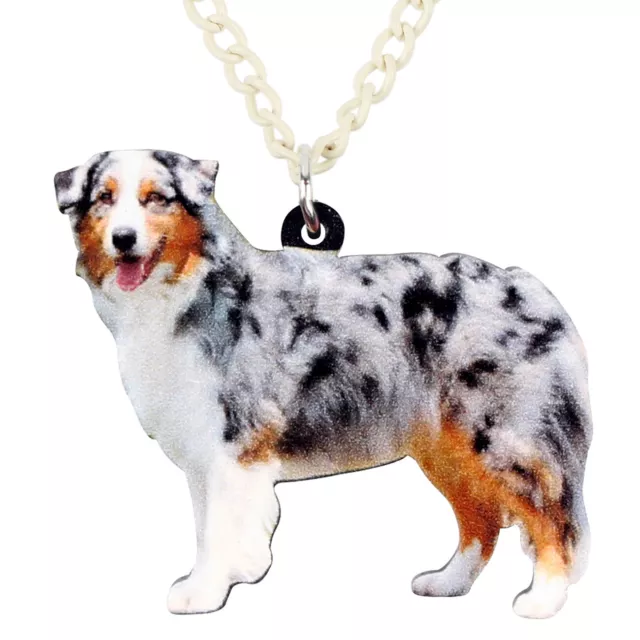 Acrylic Cute Australian Shepherd Dog Necklace Pendant Pets Jewelry Charms Gifts