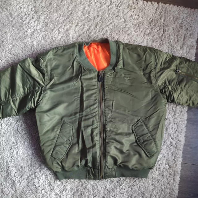 Mens Green Bomber Jacket Large