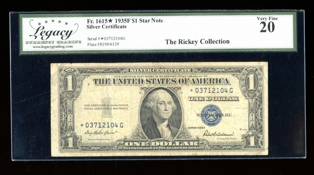 DBR $1 1935-F Silver STAR Fr. 1615* Legacy VF-20 Serial *03712104G