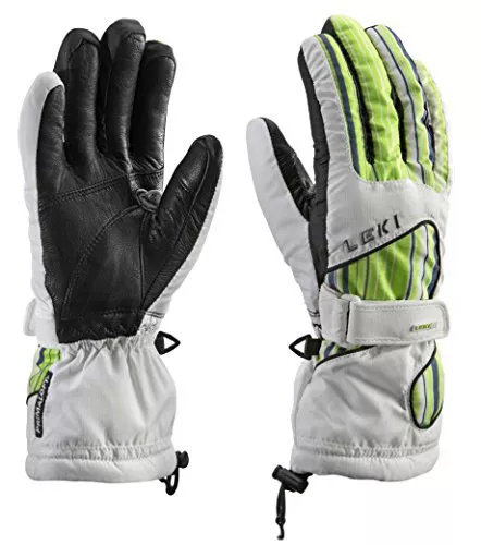 $125 Leki Womens Stripes Goatskin Leather Trigger S Goretex Ski Gloves Green
