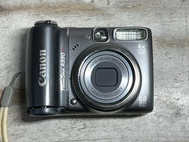 Canon PowerShot A590 IS 8MP Digital Camera 4x Optical Zoom Gray + Memory READ