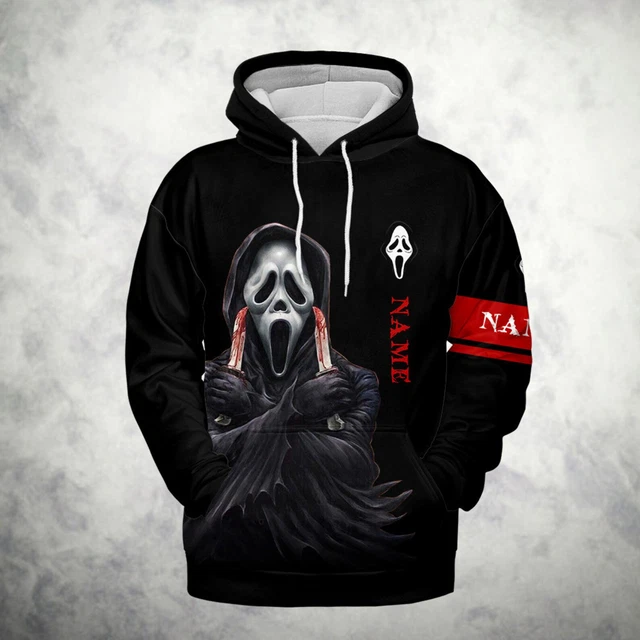 Personalized Horror Scream Ghostface With Bloody Knife Halloween 3D Hoodie