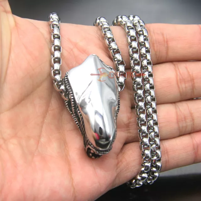 Men's Boys Stainless Steel Predator Skull Pendant Necklace Retro Alien Jewelry