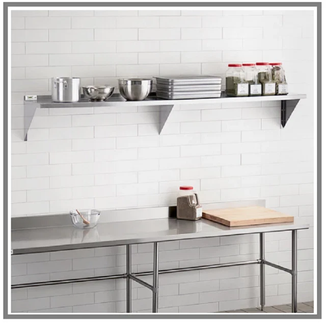Commercial Kitchen 12" x 96" Stainless Steel Wall Shelf 365 lb. Capacity Shelve*