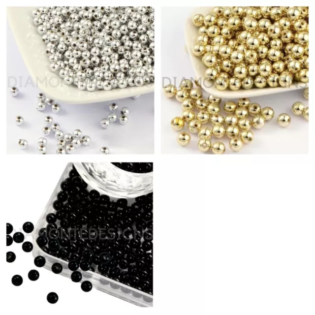 400 Pcs - Premium Quality 4mm Smooth Acrylic Round Spacer Beads Jewellery Craft