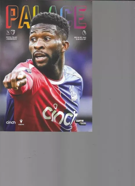 PROGRAMME - CRYSTAL PALACE v AFC BOURNEMOUTH- 6 DECEMBER 2023