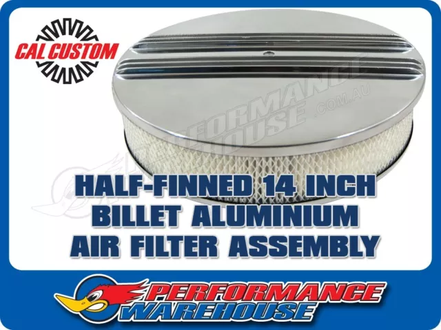 14" Round Air Cleaner Half Finned Polished Suit 5-1/8" Neck Holley, Edelbrock