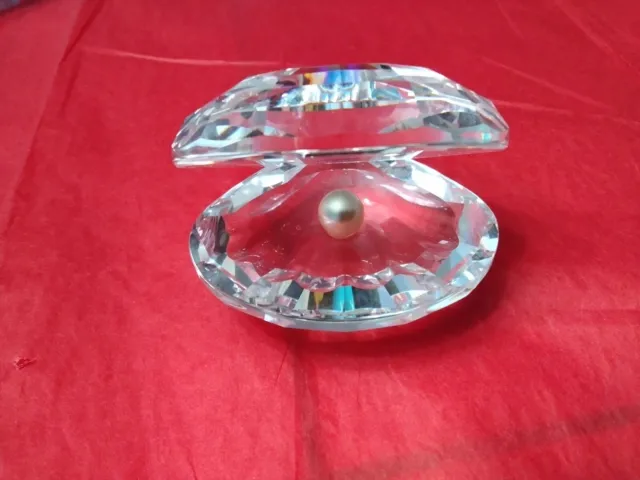 figurine huitre en cristal avec perle de culture Swarovski