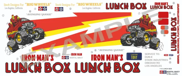 Marvels Iron Man theme vinyl stickers fits Tamiya Lunch Box