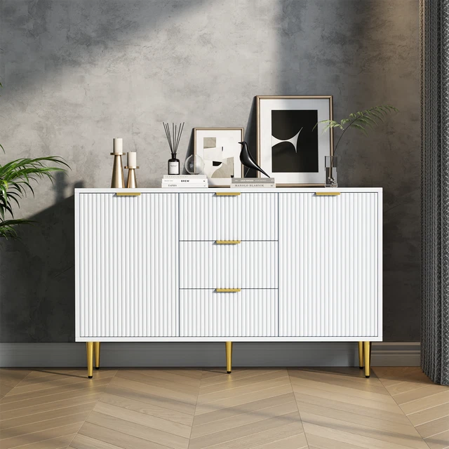 Buffet - 3 portes et 3 tiroirs - motifs effet rotin et noir en France | Clasf maison-jardin