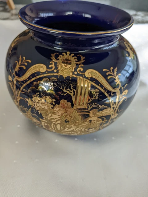 Limoges  Arte Deco alte Porzellan Vase  H-13cm Kobalt/Gold- Dekor