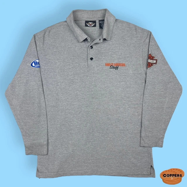 Harley Davidson staff long sleeve polo shirt grey size medium