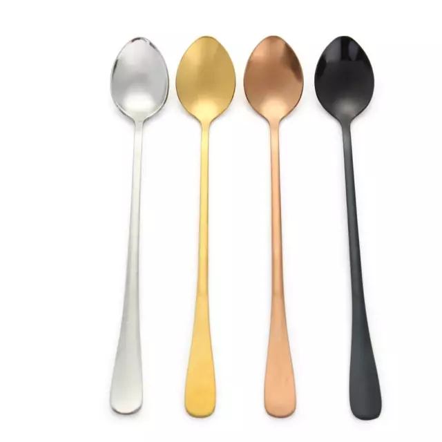 Stainless Steel Long Handle Stirring Ice Spoon Coffee Tea Spoons Tableware