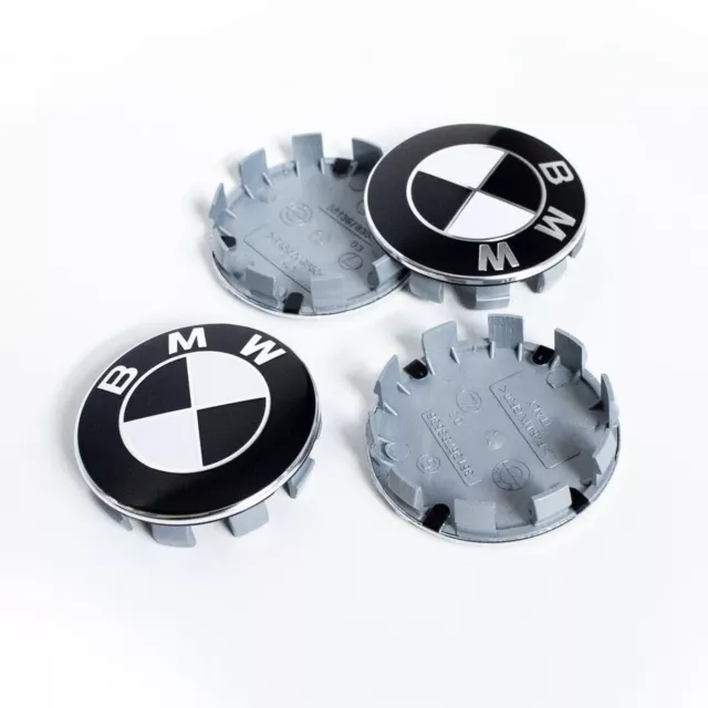 4x BMW Nabendeckel 68mm schwarz/weiß Felgenkappen E60 E66 E70 E83 E90 F10 F30 3