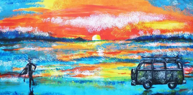 VW Campervan inspired art prints picture gift limited edition signed