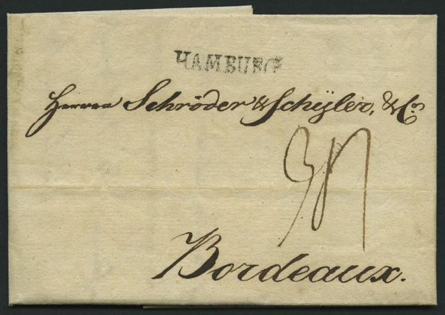 HAMBURG 1798, HAMBURG, L1 auf Brief n. Bordeaux, Pracht