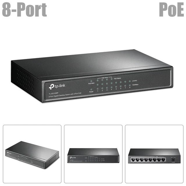 8PORT 10/100/1000MBPS GIGABIT Network Desktop Switch 4x POE