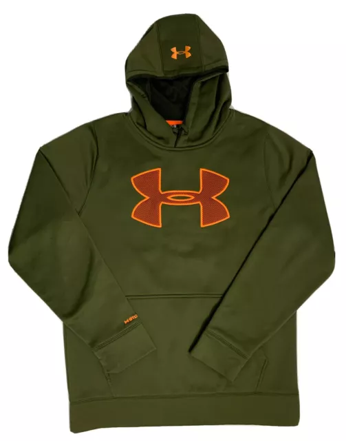 Under Armour Storm Men’s Big Logo Hoodie Sweatshirt Green ColdGear Loose Size M