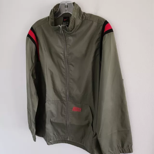 Nike Youth XL (18-20) Full Zip Military Green Windbreaker Athletic Jacket