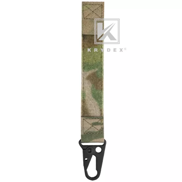 KRYDEX Tactical Hook Strap Clip Keychain Carabiner for MOLLE Belt/Vest Multicam
