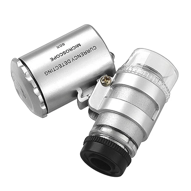 60x Magnification Portable Pocket Microscope, Magnifier, UV Light,3361