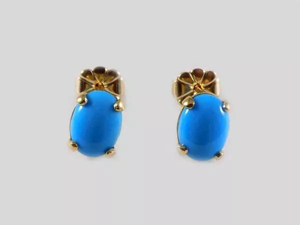 18thC Antique 11¾ct  Gold Turquoise Earrings: Medieval Travelers Protection Gem