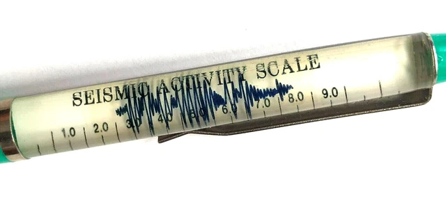 Earthquake Detector Floaty Pen Moving Graph on Seismic Activity Scale Vintage Earthquake Detector Floaty Pen Moving Graph on Seismic Activity Scale Vintage