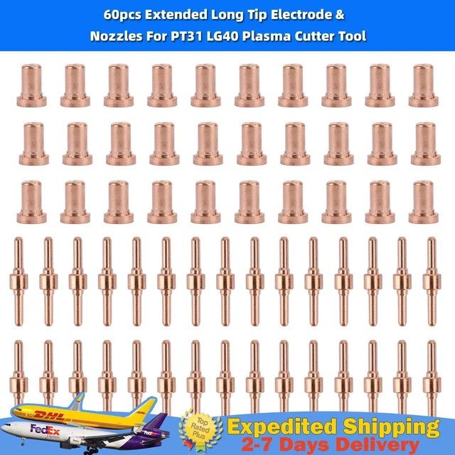 60pcs PT-31 LG-40 Plasma Cutter Cutting Torch Electrode&Nozzles Consumables Kit