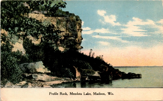 PROFILE ROCK MENDOTA Lake Madison Wis POST ARD USPOSTA Wis Mr Donald Br ...