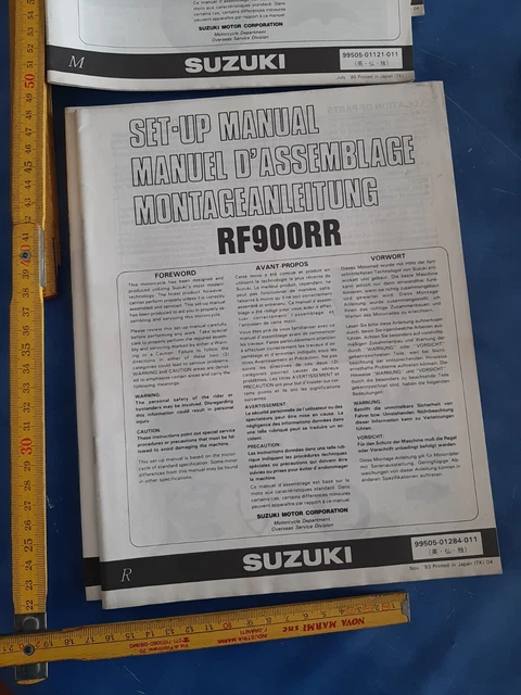 Suzuki Rf 900 Rr 1993 Service Owner's Manual Ingl Uso Manutenzione Libretto