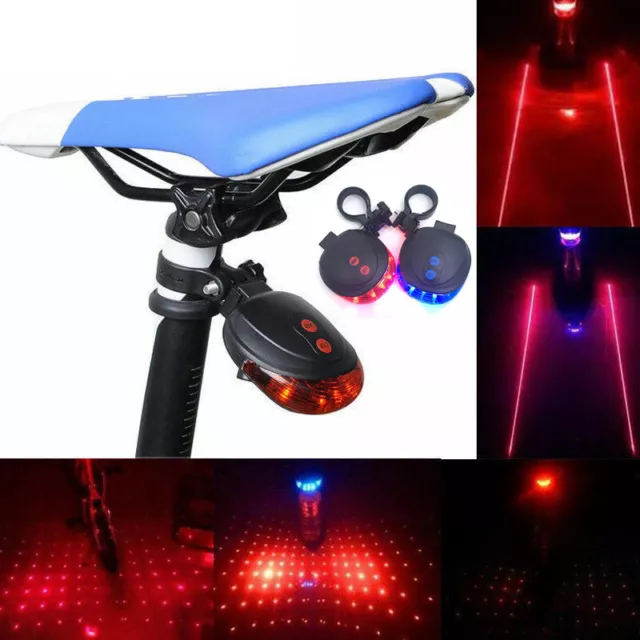 LED Bicycle Rear Tail Light 2 Laser+5 LED Flashing Bike Cycling Safety Warning M