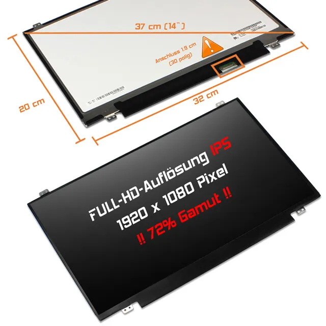 14,0" LED Display matt passend für Lenovo FRU PN:5D10M42862 IPS Full-HD