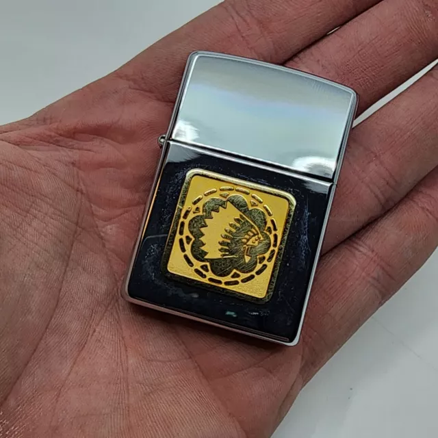 Vintage 2000 Zippo Indian Head Gold Tone Nice READ
