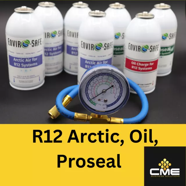 Envirosafe Arctic Air for R12, Auto AC Refrigerant Proseal & Oil & Brass Gauge