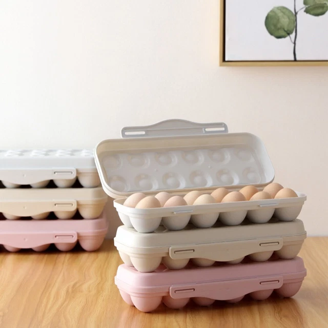 Boîte à œufs Distributeur Automatique - Rangement Frigo Empilable 30 œufs | Boîte œufs Roulant Design Incliné Beige ABS