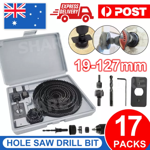 Hole Saw Drill Bit Kit Set Holesaw Wood Sheet Metal Timber Woodworking Tool AU