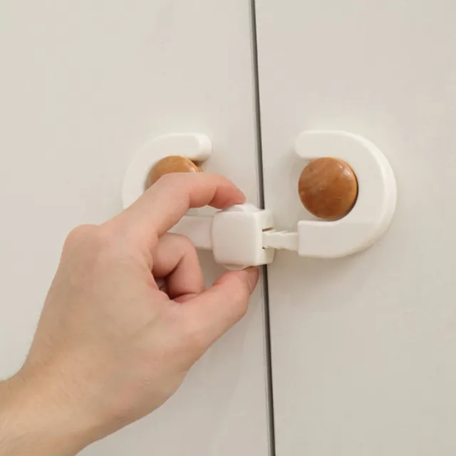 Kitchen Cabinet Cupboard Slide Lock Child Baby Door Handles Safety Sliding Lock